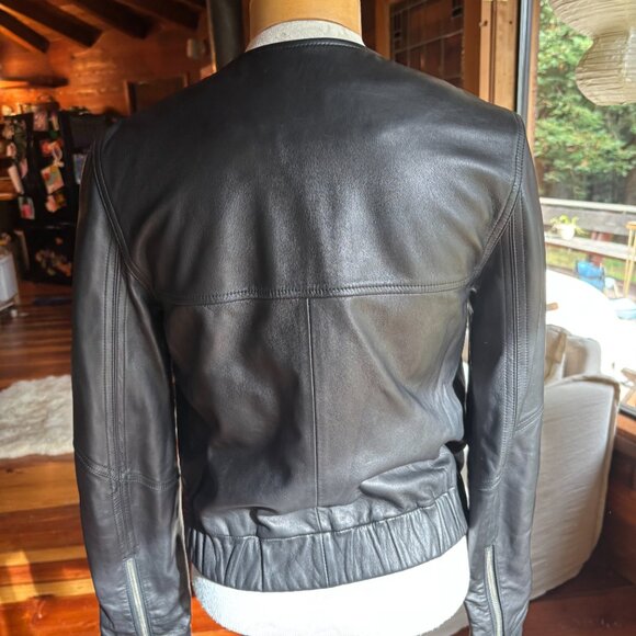 Perfect Black Leather Crop Jacket - Theory - Picture 4 of 10